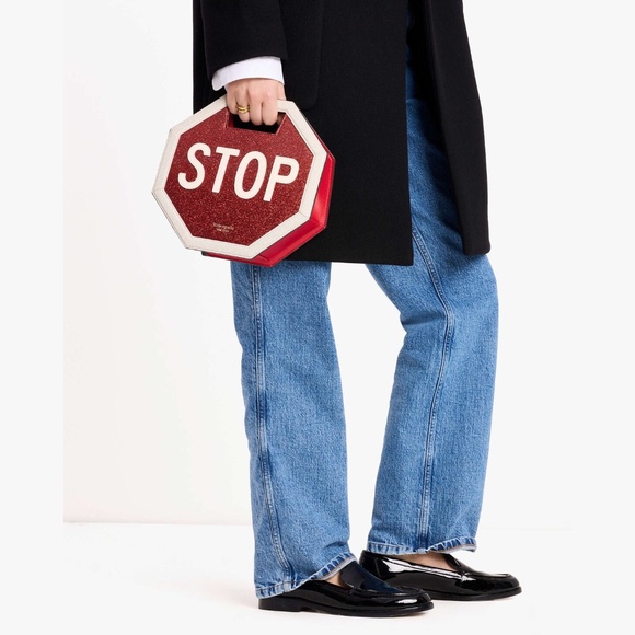 NWT Kate Spade Patent Leather 3D Stop Sign Crossbody Tote Bag Novelty Purse - Picture 2 of 7